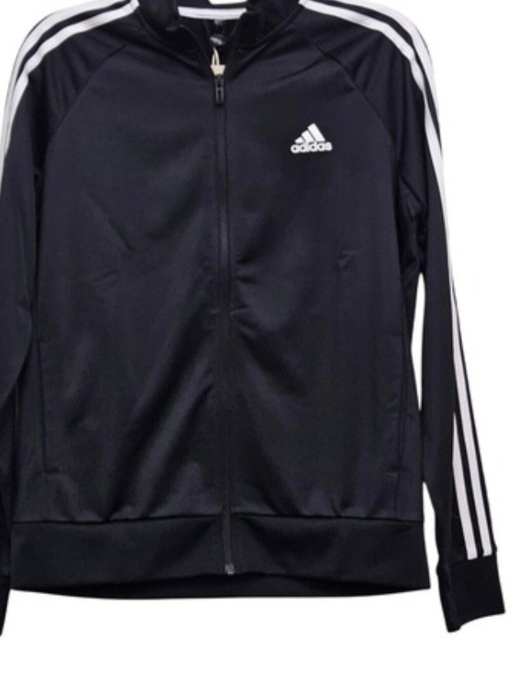 adidas Black Track Jacket with White Stripes